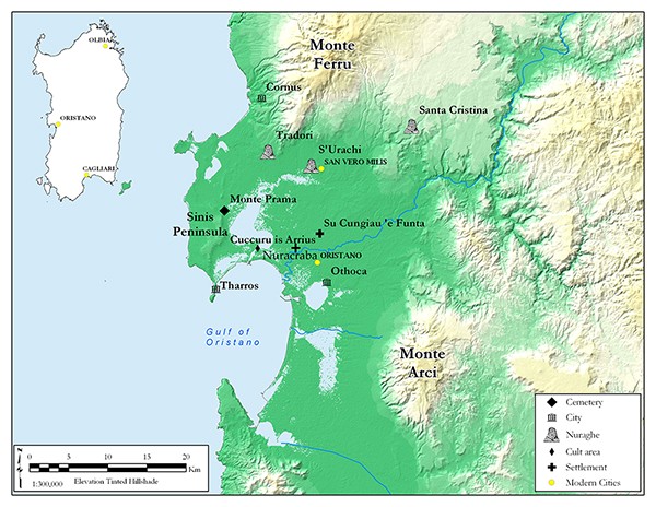 Map of the northern Gulf of Oristano