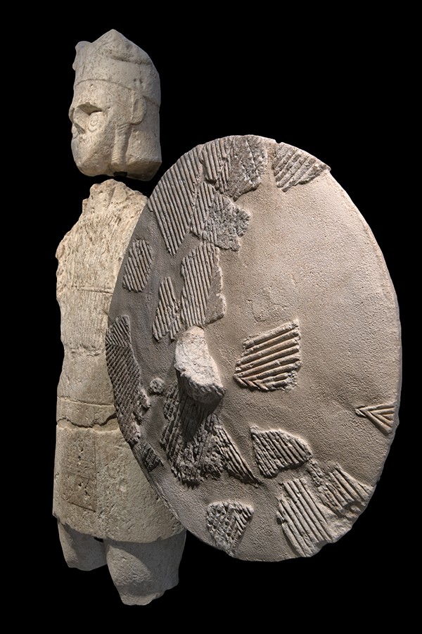 National Archaeological Museum of Cagliari; Image: Mont’e Prama Foundation Archives A warrior with a shield.