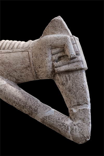 National Archaeological Museum of Cagliari; Image: Mont’e Prama Foundation Archives Detail of a gloved hand holding a bow